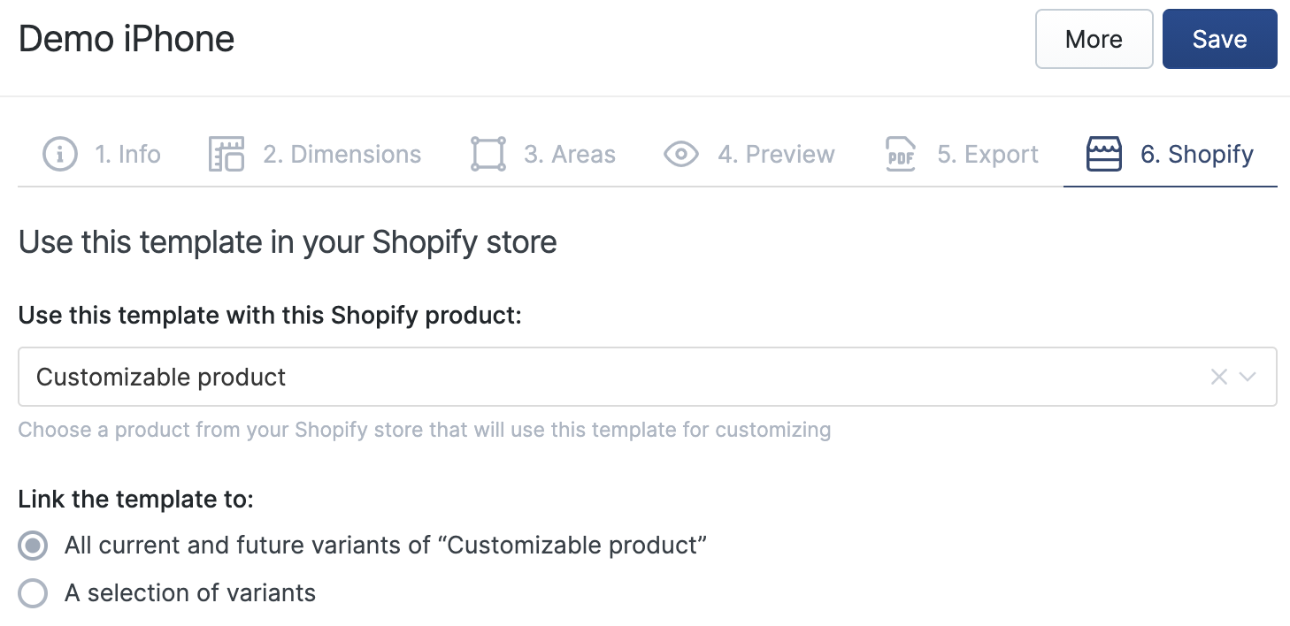 Enable customization for a product